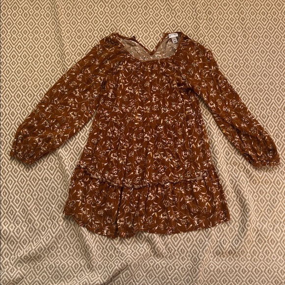 Art Class Brown Floral Kids Dress - Picture 1 of 1